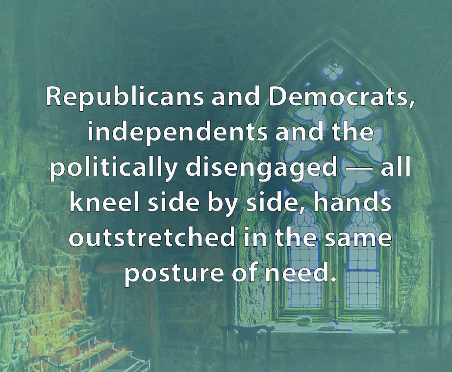 Pull out quote set on image of church interior: Republicans and Democrats ...